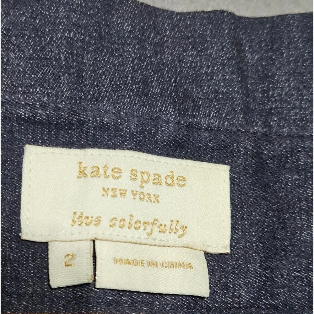 Kate Spade Shorts Women's Sz 2 Dark Blue Denim Stretch Button Accent Pockets‎